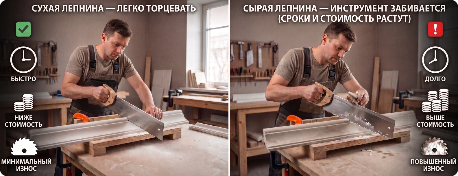 Сухая лепнина и сырая лепнина - сравнение